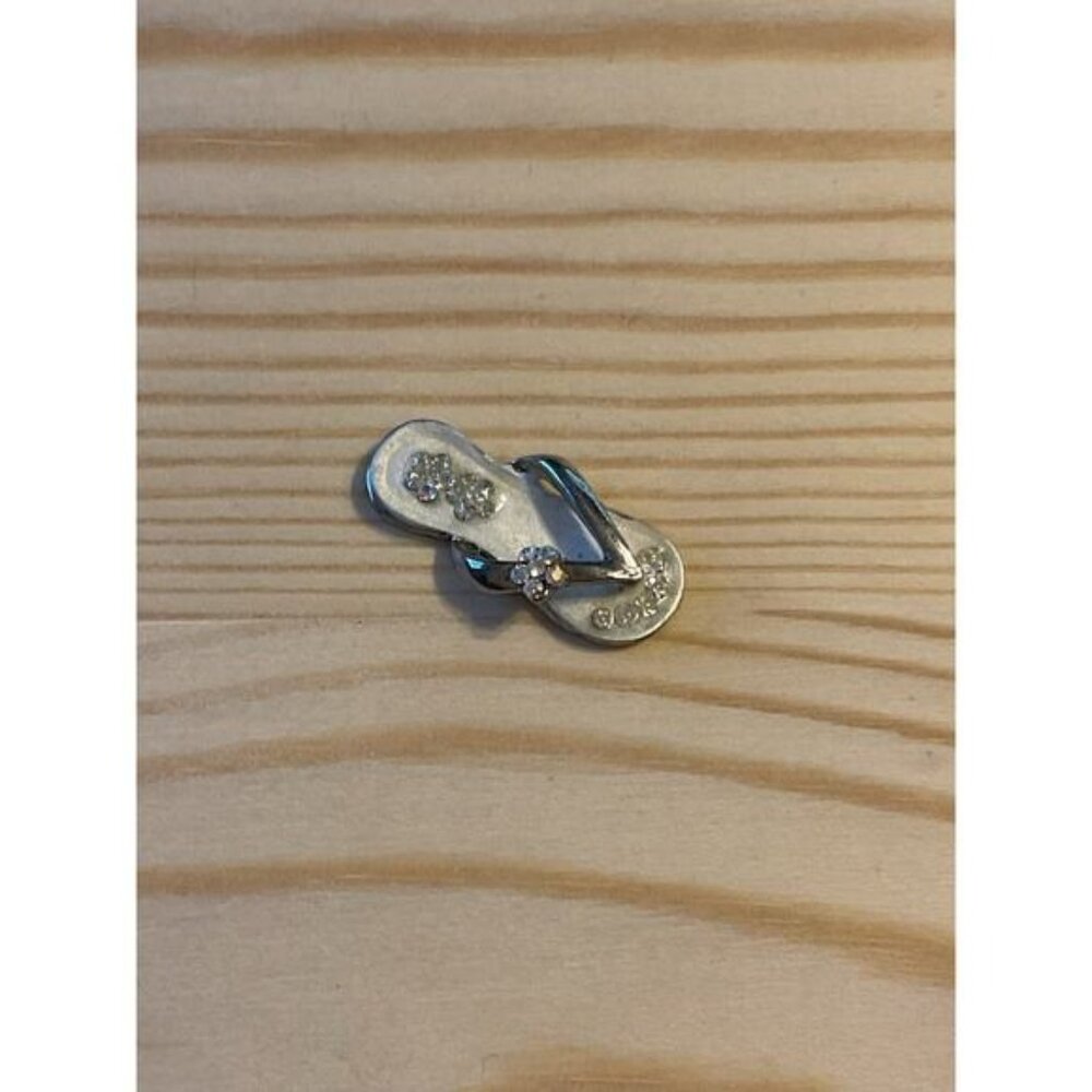 Flip Flop Thong Rhinestone Embellished Charm Pendant.